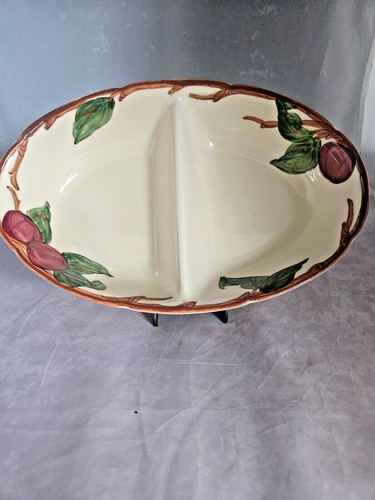 Vintage Franciscan Oval Divided Vegetable Serving Bowl Apple USA 10 3/4"-MINT