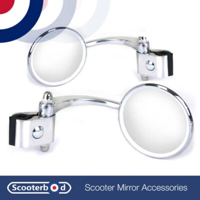 Round Clamp on Legshield Mirror | Vespa/ Lambretta Scooters LEFT AND RIGHT SIDE - Image 1 of 4