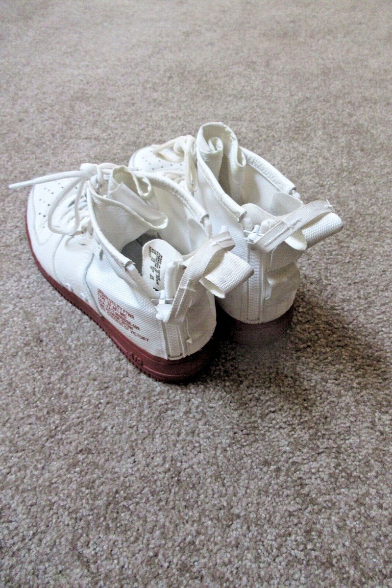 NIKE SF Air Force 1 AF 1 Mid Goddess of Victory White Maroon  display picture 3