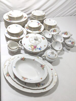Tk Thun Czechoslovakia China Set 90 Pieces Yellow Red Rose 12 Pl Settings Extras