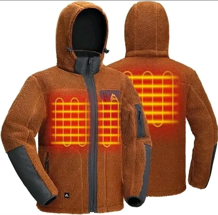 Men's LARGE KINGS TREK Brown Heated Jacket Fleece Windproof Sherpa Heating Coat
Opens in a new windo