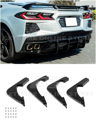 For 20-Up Corvette C8 | Performance Style Matte Black Rear Lower Diffuser Fin