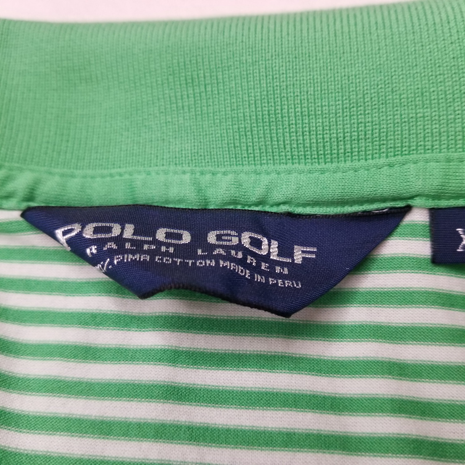Polo Golf Ralph Lauren Uomo XL Pima Camicia Cotone Verde Bianco Righe Casual Pony
