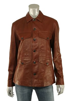 Women's Ralph Lauren Black Label Leather Cargo Jacket 4 New