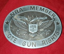 Vintage. NRA MEMBER. VOTE GUN RIGHTS. LIMITED EDITION 09966 BELT BUCKLE.