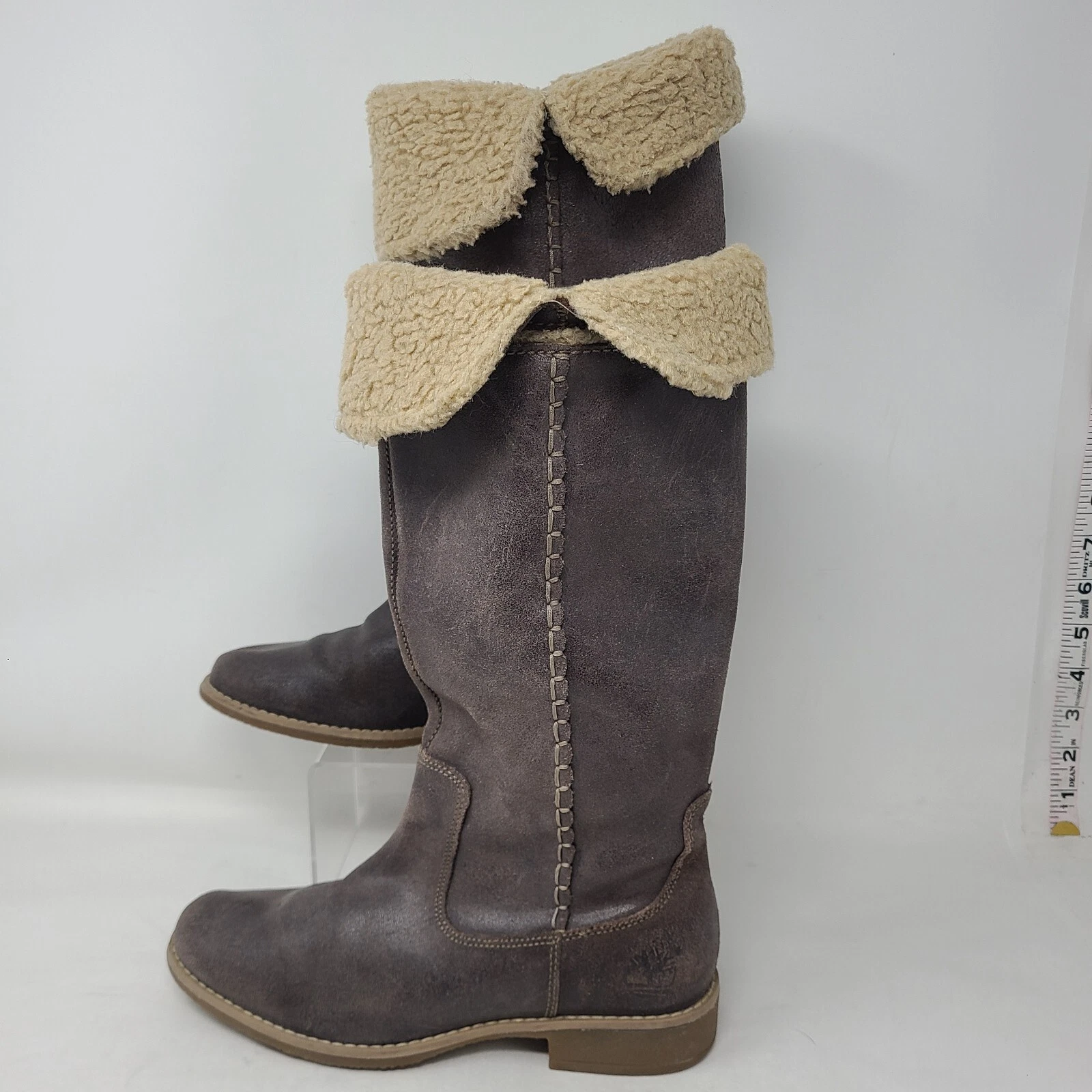 Timberland Shoreham stivali da donna al ginocchio in pelle marrone shearling taglia 5 5