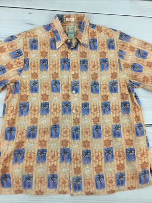 Reyn Spooner REGENCY COTTON LAWN Hawaiian Floral Shirt Men s M *MISSING BUTTONS