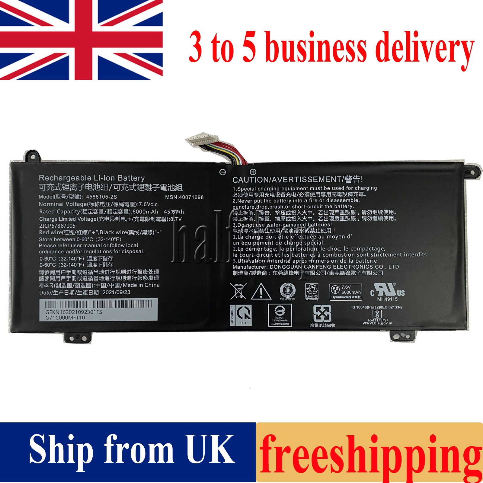 New 4588105-2S Battery for TOSHIBA Dynabook Satellite PRO C50-H-108 C50-H-103