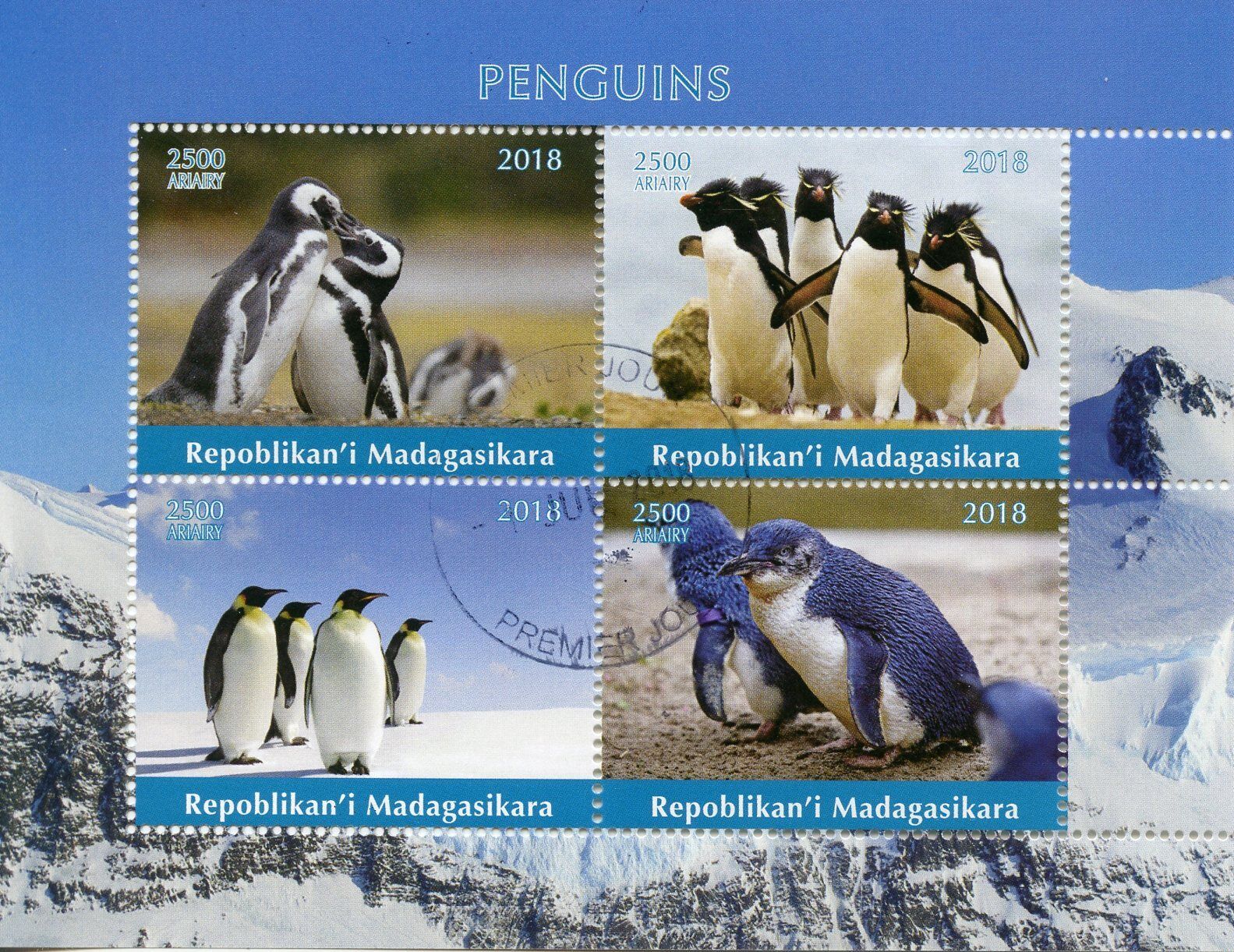 Madagascar 2018 CTO Penguins Emperor Penguin Great interest S Bird M 4v 5 ☆ popular Birds