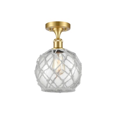 Innovations B Rope LED Semi-Flush, SG Trans/Sphere - 516-1C-SG-G122-8RW-LED