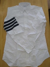 NWOT Thom Browne White Oxford Button Down Grosgrain Sleeve Stripes TB5 16.5-36