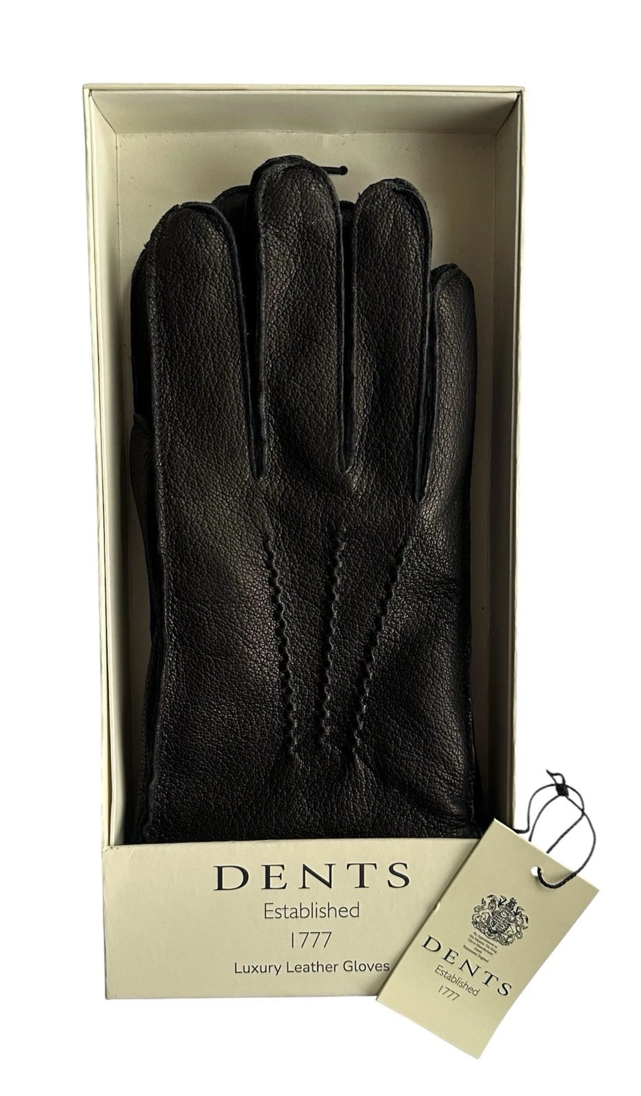 Dents Luxury Leather Gloves Men's Size Medium Black Winter Driving Gloves