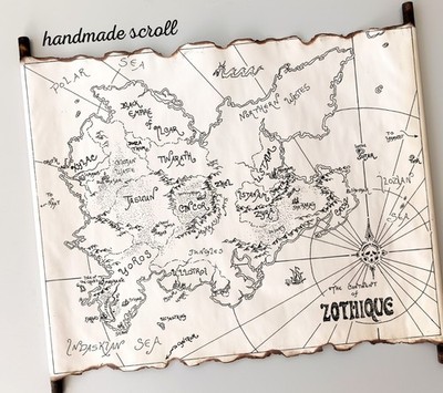 Zothique Map Clark Ashton Smith Map, Zothique Cycle on Handmade Scroll