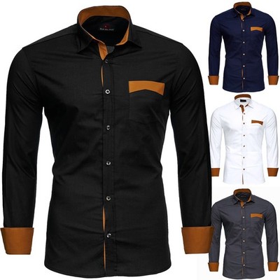 Hemd Herren Slim Fit Business Freizeit Hochzeit Shirt Hemden Langarm RS-7205