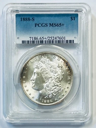 1888-S Morgan Silver Dollar PCGS MS65+ Dazzling White, Slight Edge Toning