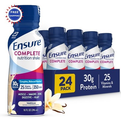 Ensure COMPLETE Vanilla Nutrition Shake 30g Protein 24 Pack Balanced Meal Ready