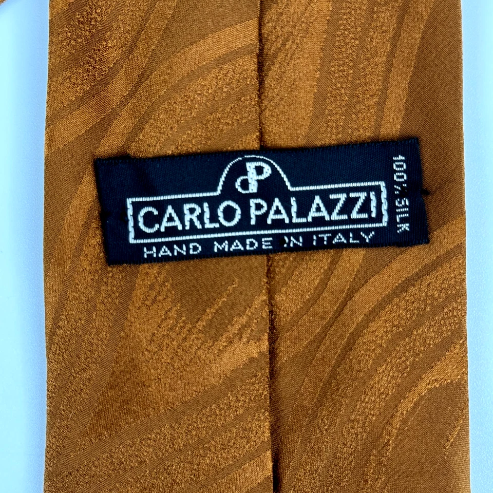 Corbata Carlo Palazzi 100% Seda Hecha a Mano en Italia Bronce Abstracto 59 x 3.5 Foto 4 de 4