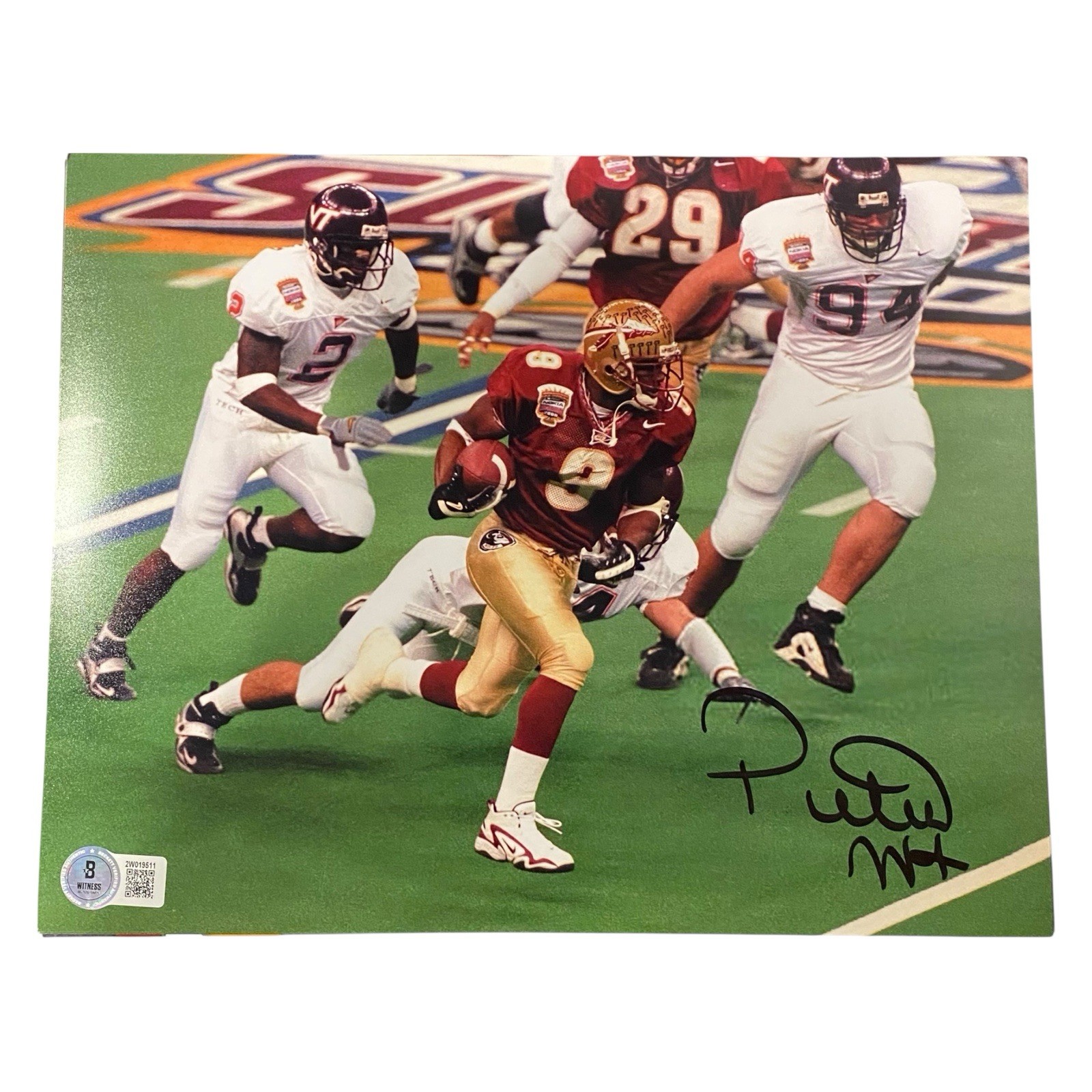 Peter Warrick Autographed Signed Florida State Seminoles 99 Champs FSU Seminoles 8x10 Photo 8 X 10 Beckett 