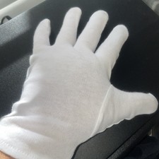 Gloves 24 pairs cotton, one size - white Coin Inspection, Cleaning