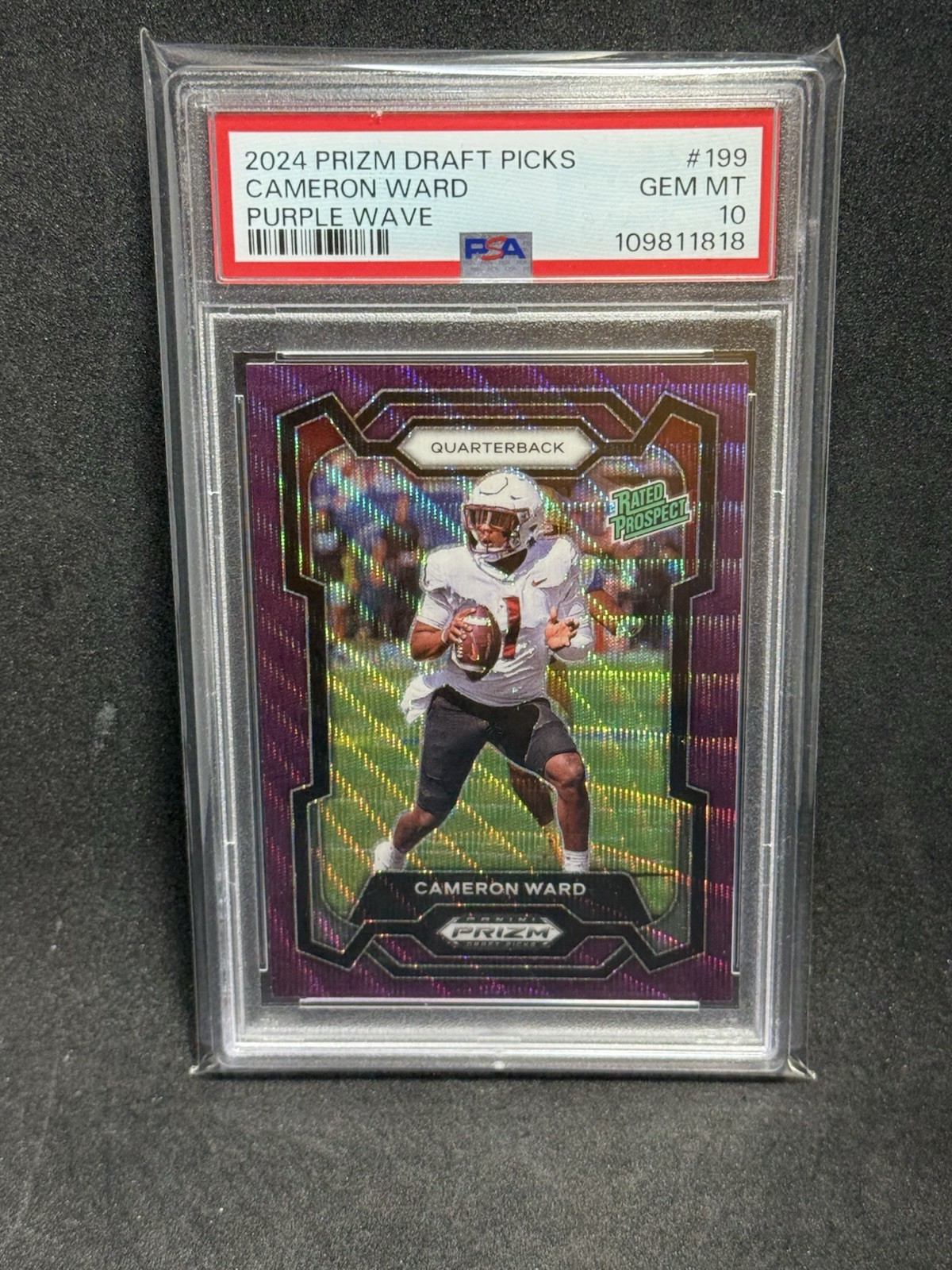 2024 Prizm Draft Picks Rated Prospect Cameron Ward Purple Wave PSA 10 #199