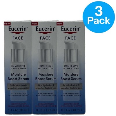 Eucerin Face Immersive Hydration Moisture Boost Serum Hyaluronic Acid 1oz 3 Pack
