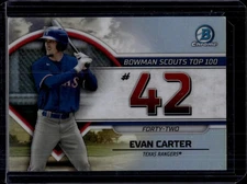 2023 Bowman Bowman Scouts Top 100 #BTP-42 Evan Carter Texas Rangers