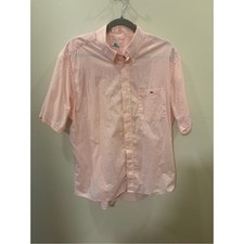 Vintage Lacoste Men s Short-Sleeve Button-Down Shirt in Pale Pink