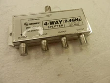 Steren 4-Way 2.4GHz 90dB Power Passing DC Coaxial Splitter 201-234