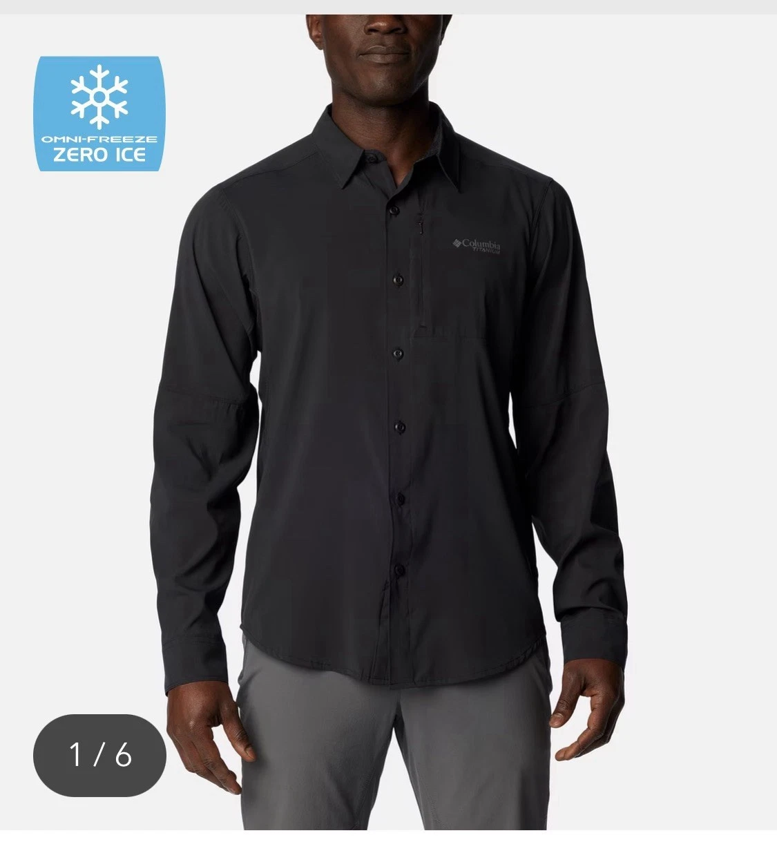 Columbia Men's Cirque River™ Vented Woven Shirt Black size XL Titanium hiking
