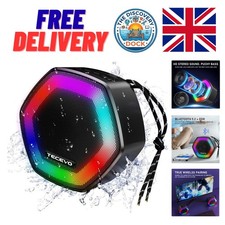 HEX Portable Bluetooth Speaker with TWS, Enhanced Bass & LED Light - Waterproof