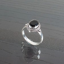 Black Onyx Gemstone 925 Sterling Silver Jewelry Women's Ring For Engagement