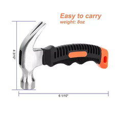 New 8oz / 16 cm Stubby Hammer Diy Short Soft Rubber Handle Cushion Grip Claw UK