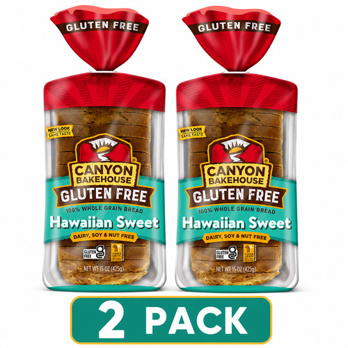 (2 pack) Hawaiian Sweet Gluten Free Bread, Fresh 15oz Loaf
