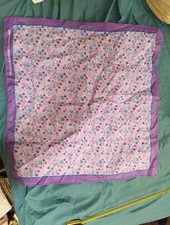 2 Vint. Cotton Colorfast Purple Flowers Bandana Handkerchief Scarf New 20 x 21