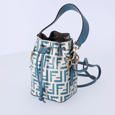 FENDI Mini Mon Tresor Zucca FF Shoulder Bag 8BS010 Cream Blue