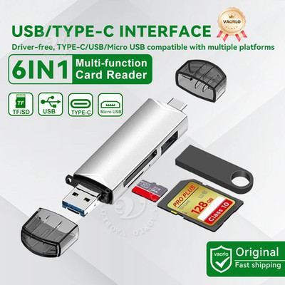 6 in 1 USB 3.0 OTG Card Reader Type C USB Micro USB SD TF Adapter 5Gbps