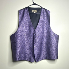 After Hours Men's Purple Paisley Formal Tuxedo Vest Waistcoat 2XF