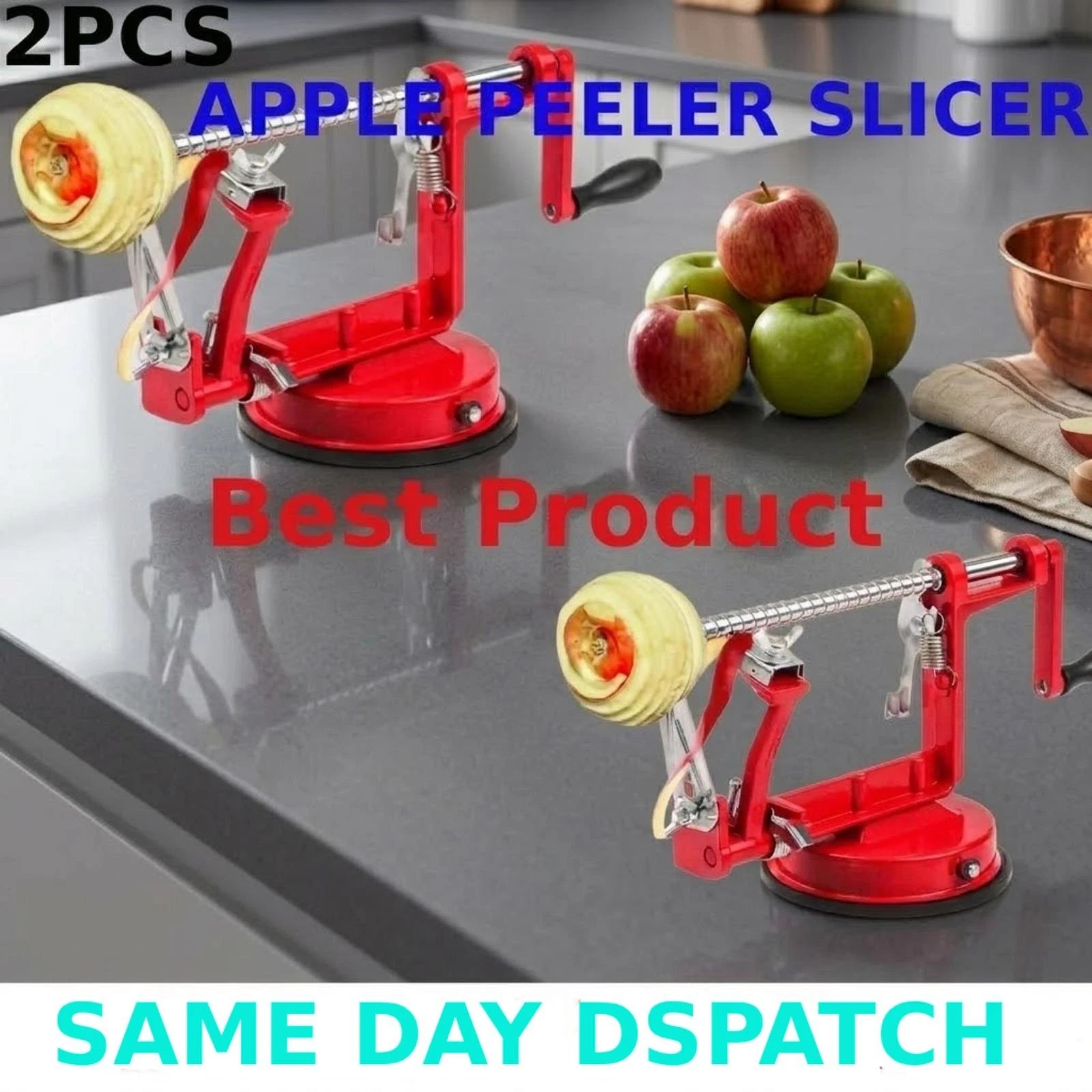 2PCS 3IN1 APPLE PEELER SLICER CORER DICER CUTTER KITCHEN POTATO FRUITVEG MACHINE