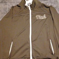 PINK Victoria's Secret Ultimate Track Jacket Olive Black White M Full Zip