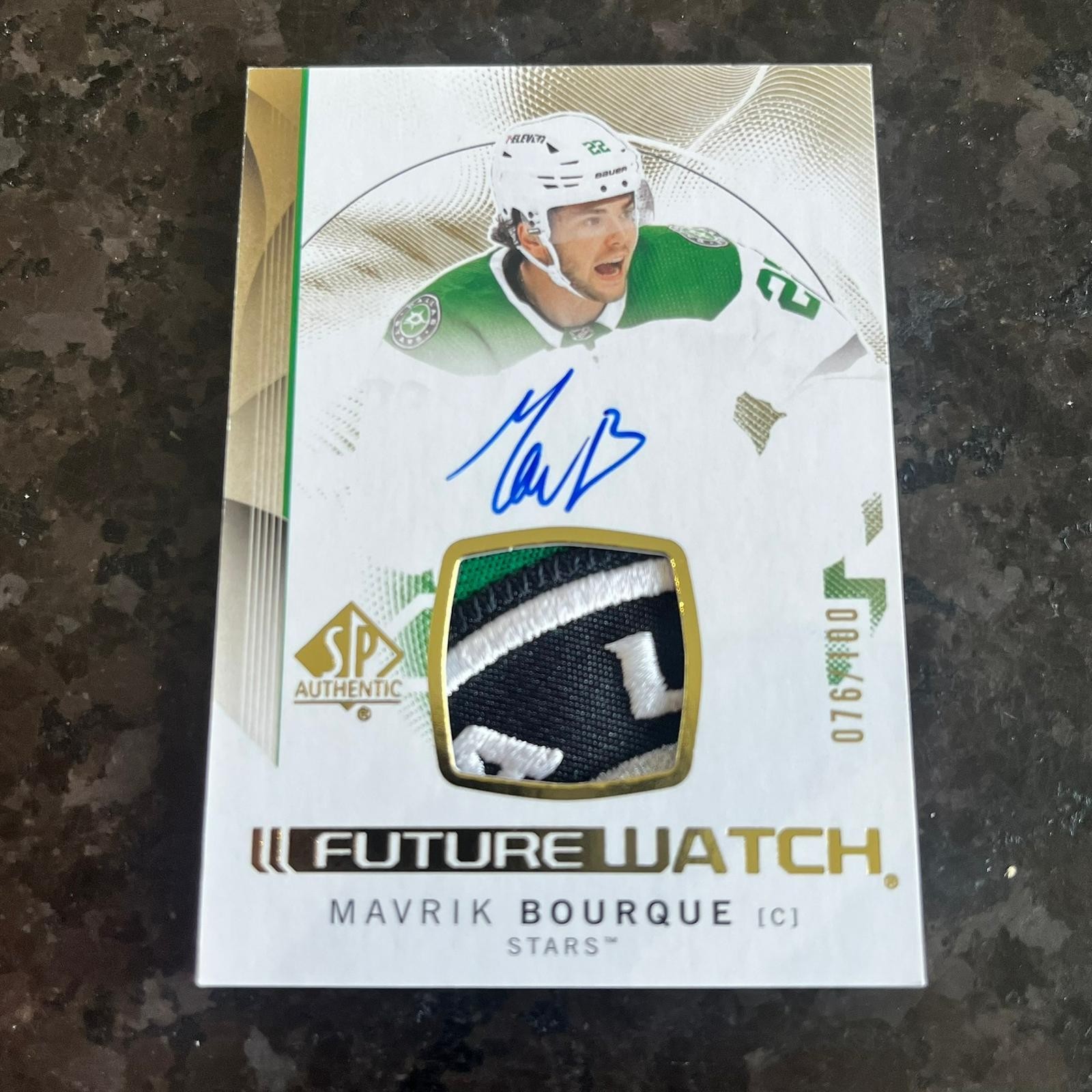 2024-25 SP Authentic Future Watch Auto Patch Rookie Mavrik Bourque /100 Stars