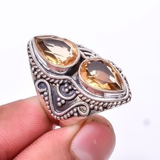 Citrine 925 Sterling Silver Bali Handmade Ring S.8 R 9454 287 46, Christmas Gift