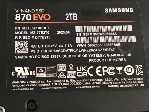 Samsung V-NAND SSD 870 EVO MZ-77E2T0 2TB 2.5" SATA Solid State Drive - HD116 - Bild 2 von 7