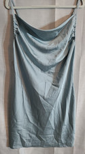 Forever 21 Med Blue Satin Mini Dress Fairy Core Whimsical Flowy Soft Drape