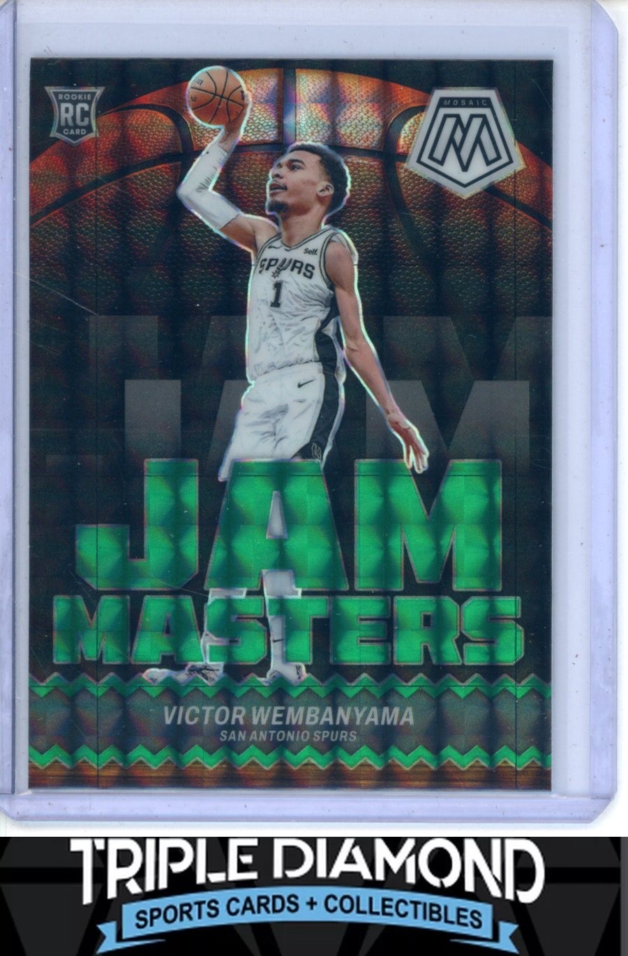 2023-24 Panini Mosaic Victor Wembanyama Rookie Jam Masters Green Mosaic AB432