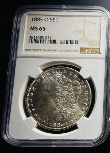 Beautiful GEM 1885 Morgan Silver $1 Dollar MS 65 Tone around rim NGC 4811683-021