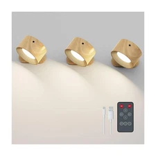 3PACK Rechargeable LED Wall Sconce, Cordless Battery with Remote Powered Wall...