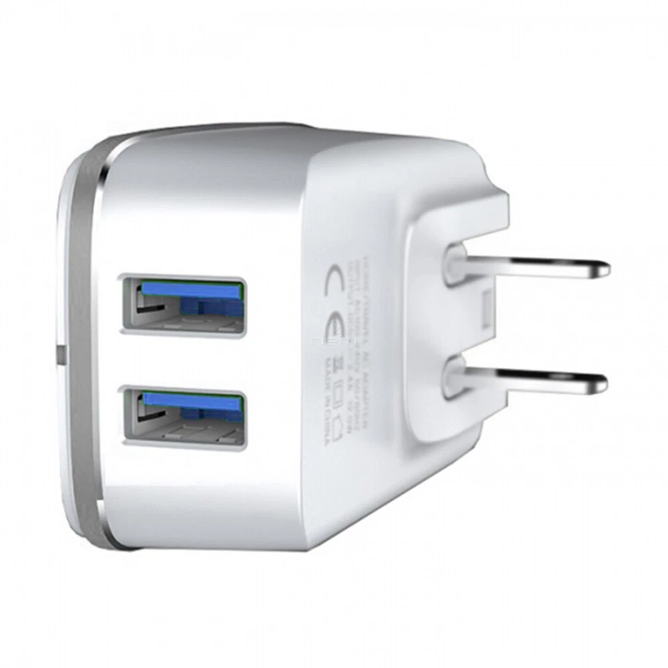 White Universal Dual Port Travel AC Charger Wall Adapter With Type-C Cable For - Image 4 of 4