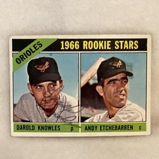 1966 Topps Rookie Stars Darold Knowles&Andy Etchebarren Orioles Autographed Card