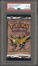 1999 WOTC POKEMON FOSSIL FOIL PACK ZAPDOS PSA 8 