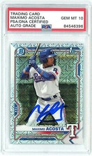 2021 MAXIMO ACOSTA BOWMAN CHROME MOJO AUTO AUTOGRAPHED 1ST PSA DNA 10 GEM MINT!!
